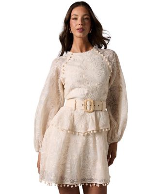 Long Sleeve Tiered Skirt Belted Dress