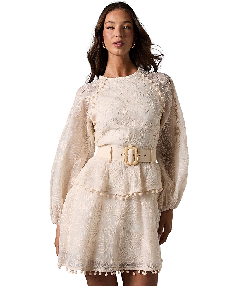 Coast Long Sleeve Tiered Skirt Belted Dress