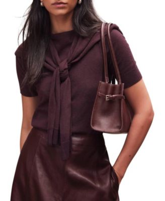  Women's Cotton Blend Scarf Detail Knit Top