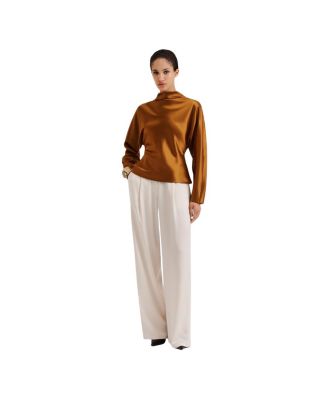 Zora Barrel Sleeve Satin Blouse