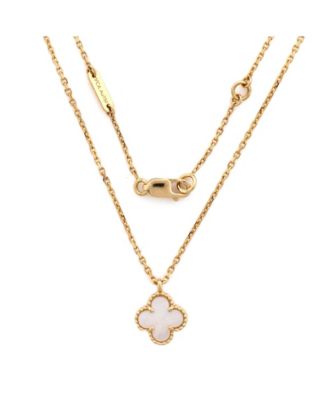  Sweet Alhambra Pendant Necklace 18K Gold and Mother of Pearl, 14.75 - 15.5"