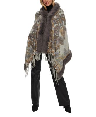  Double Faced Cashmere Stole With Toscana Lamb Tape Top And Bottom