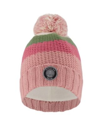 Girls' Lined Knit Pompom Hat Stripes - Baby, Little Kid, Big Kid