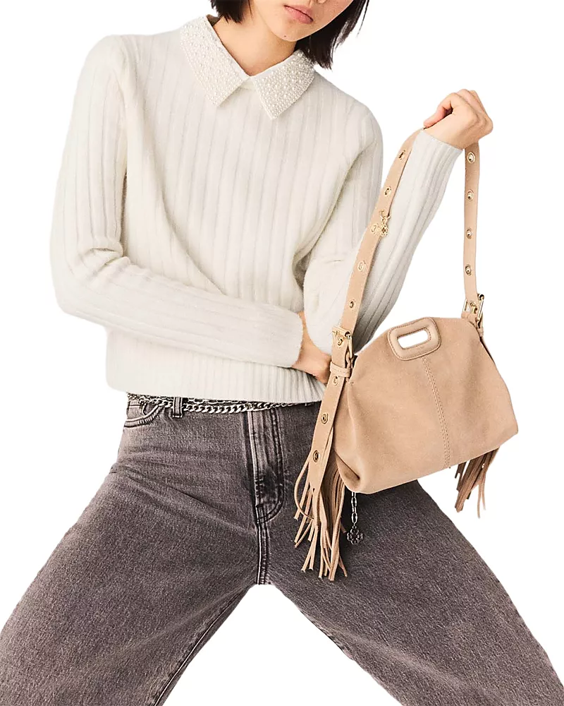 Maje Ribbed Collared Sweater