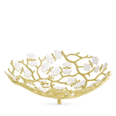 Butterfly Gingko Gold Tone Bread Basket