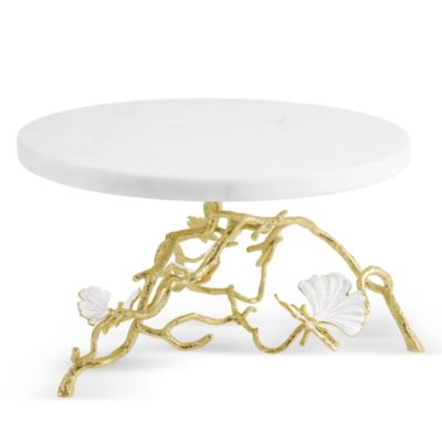 Butterfly Gingko Gold Tone Cake Stand