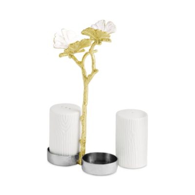 Butterfly Gingko Gold Tone Salt & Pepper Shaker Set