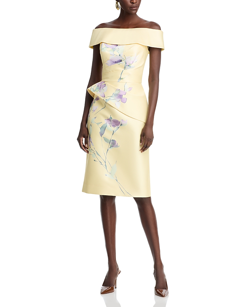 Teri Jon by Rickie Freeman Mikado Floral Peplum Dress