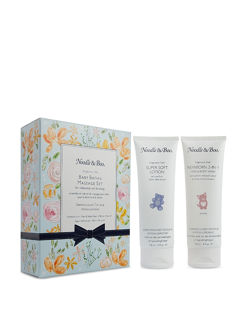 Noodle & Boo Baby Bath & Massage Fragrance Free Set, Blue Flower Bouquet