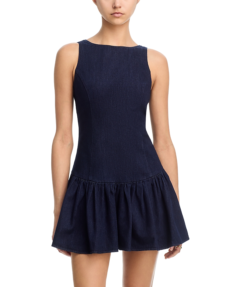 Aqua Denim Drop Waist Mini Dress - Exclusive