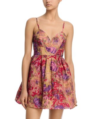 Sleeveless Rose Jacquard Mini Dress - Exclusive