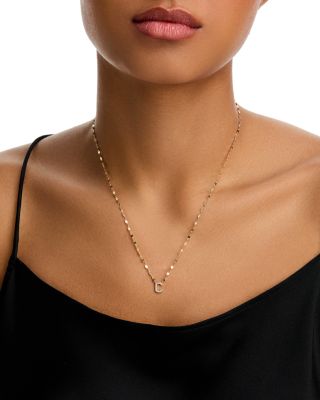 14K Yellow Gold Diamond Initial C Pendant Necklace, 18"