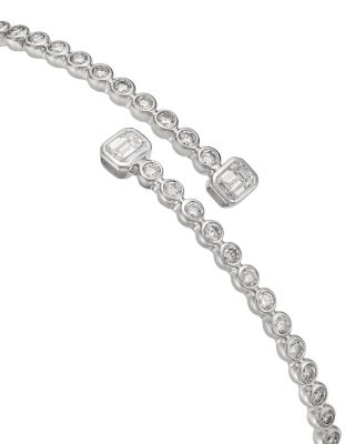 Diamond Bypass Bangle Bracelet in 14K White Gold, 1.0 tcw