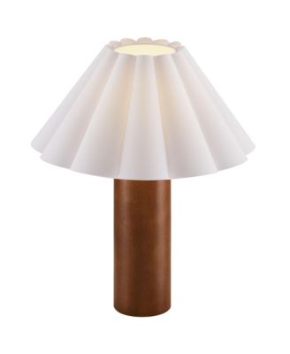  Flora Wood Table Lamp With Pleated Petal Shade