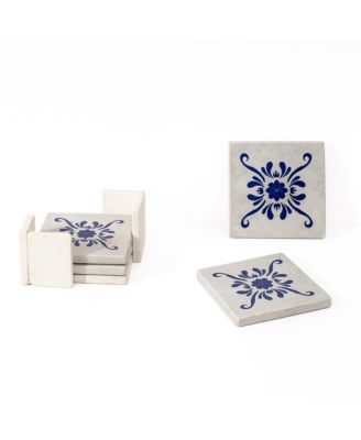 Andalusia Patterned Marble Tiles Coasters, Set of 4