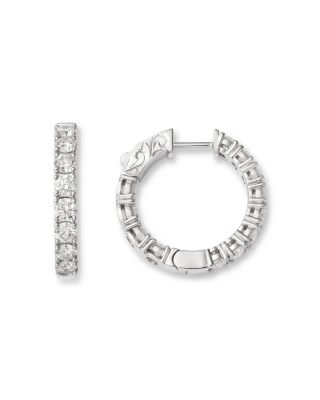 Luxe Collection Certified Lab Grown Diamond Inside Out Hoop Earrings in 14K White Gold, 4.0 tcw