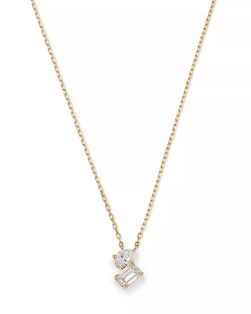 Bloomingdale's Fine Collection Luxe Collection Certified Lab Grown Diamond Toi Et Moi Pendant Necklace in 14K Yellow Gold, 1.0 tcw