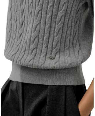  Cable Knit Baby Cashmere Turtleneck Top