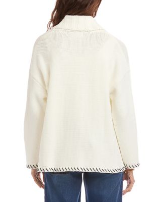 Contrast Stitch Open Front Cardigan Sweater