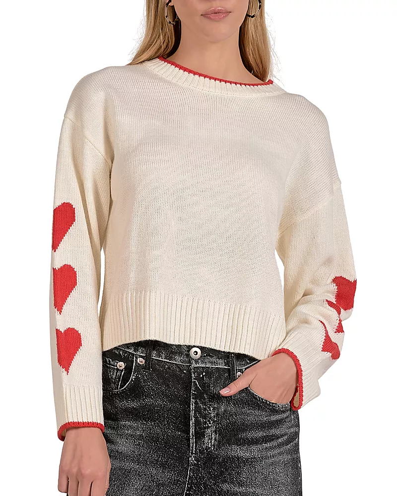 Elan Crewneck Heart Sleeve Sweater