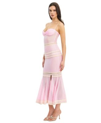  Pallas Bodycon Crochet Lace Trim Mermaid Maxi Dress