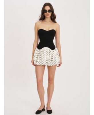 Dahliana Polka Dot Bubble Hem Corset Mini Dress