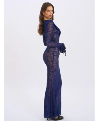  Ilyse V-Neck Plunge Animal Print Mermaid Hem Maxi Dress