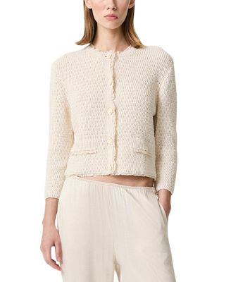  Textured Boucle Button Cardigan
