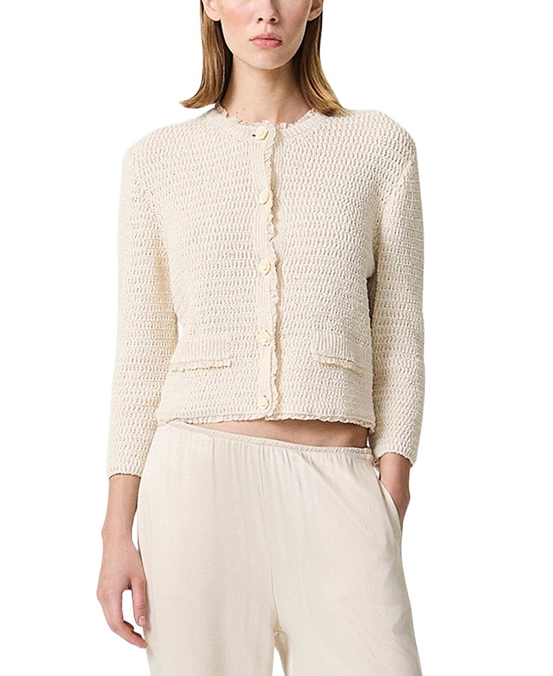 Nocturne Textured Boucle Button Cardigan