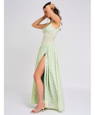  Ulissa Drop Waist Square Neck High Slit Maxi Dress