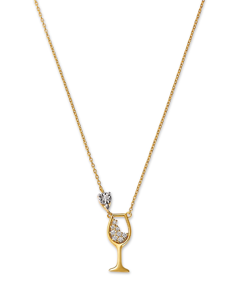 Bloomingdale's Fine Collection Diamond Wine Glass Pendant Necklace in 14K Yellow Gold, 0.10 tcw