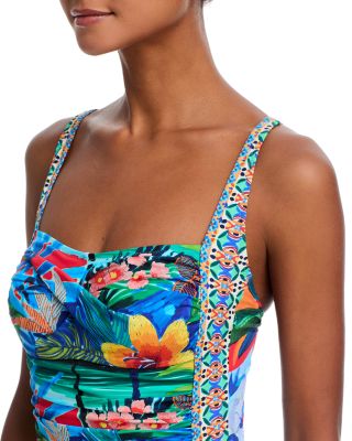 Twist Front Ruched One Piece Swimsuit 