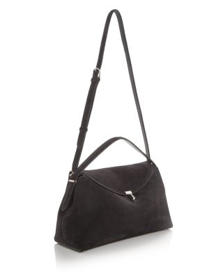 T-Lock Suede Convertible Top Handle Bag in Tobacco