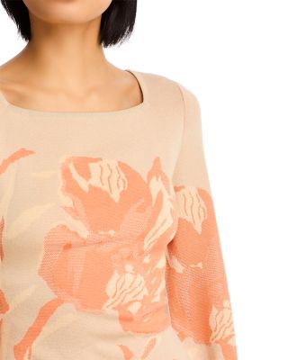 Floral Print A Line Burnout Knit Dress