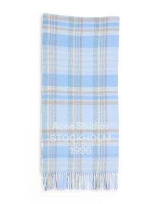Wool Blend Check Logo Scarf