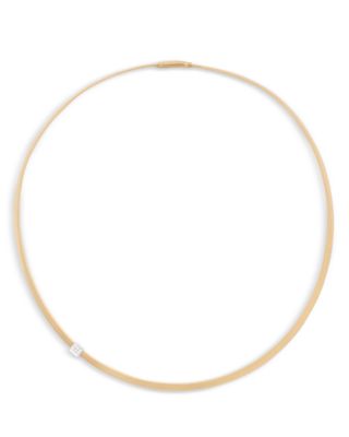 18K White & Yellow Gold Masai Diamond Square Cluster Collar Necklace, 16.5"