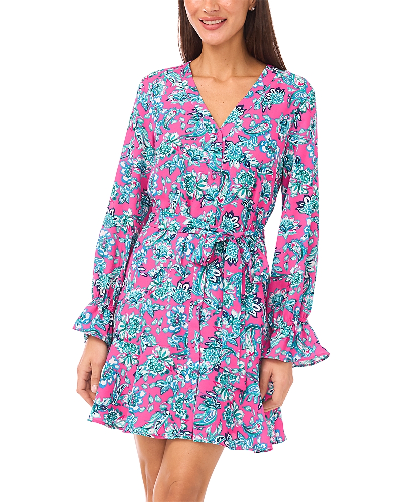 CeCe V Neck Tie Waist Dress