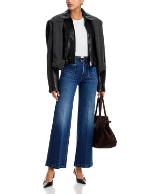 The Hustler Roller Patch Pocket High Rise Wide Leg Jeans in One Last Shot