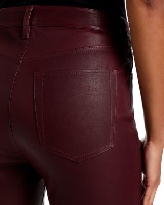 The Leather Reboot High Rise Ankle Bootcut Jeans in Oxblood