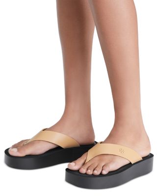 Women's Leather Platform Flip Flops