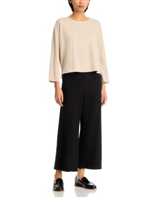 Crinkled Jersey Wide Leg Ankle Pants