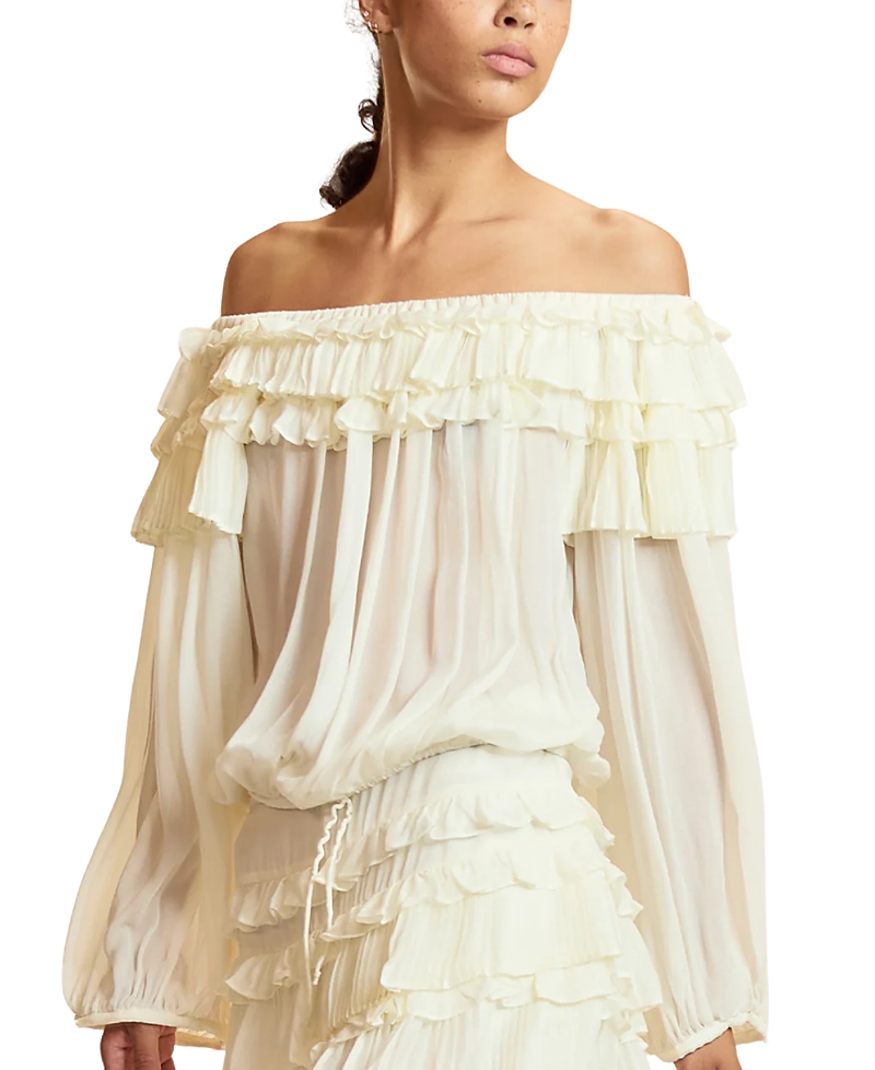 Cynthia Rowley Off Shoulder Ruffle Blouse