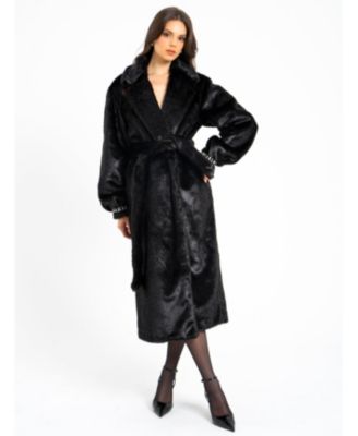  Yahia Long Faux Mink Coat