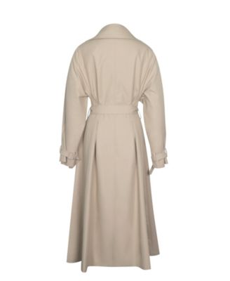  Ulila Double Breasted Pleated Cotton Blend Trench Coat