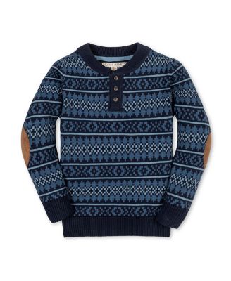Boys&#39; Organic Long Sleeve Henley Pullover Sweater with Elbow Patches - Little Kid, Big Kid
