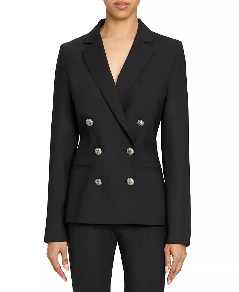 Santorelli Quinn Double Breasted Jacket in Virgin Wool Stretch
