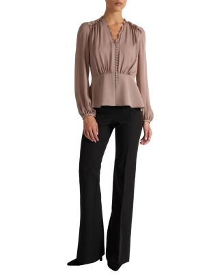  Lana Long Sleeve Silk Ruffle Top