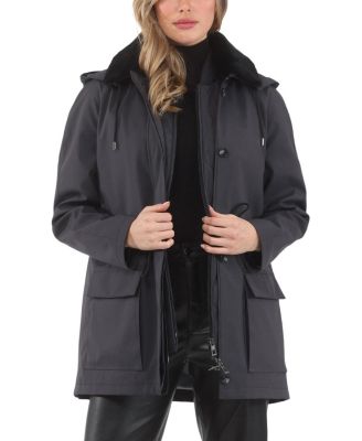  Parka with Detachable Hood and Select Shearling Lamb Collar, Removable Vest
