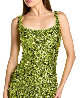  Sleeveless Sequin Paillette Column Gown