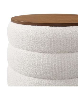 Mezzo Round Boucle Fabric Storage Ottoman